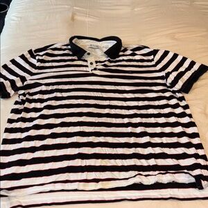 Calvin Klein Black and White Striped Polo